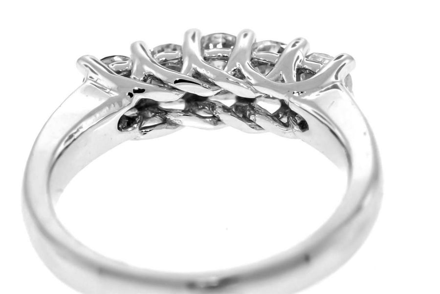 1.01ct Diamond Anniversary Ring 5 Stone Band 14k White Gold