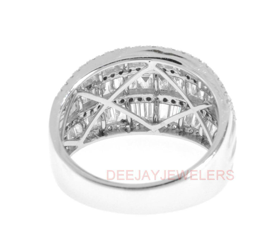 2.61ct Baguette Diamond Statement Ring 18k White Gold Band
