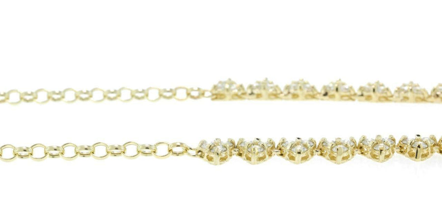 4ct Diamond Cluster Half Riviera Tennis Necklace 14k Yellow Gold