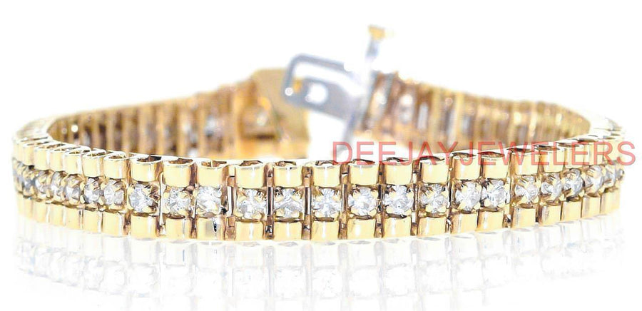 USA Made 3ct Natural Diamond SI1 Link Bracelet 14k Yellow Gold 21gms 7.5 Inch L