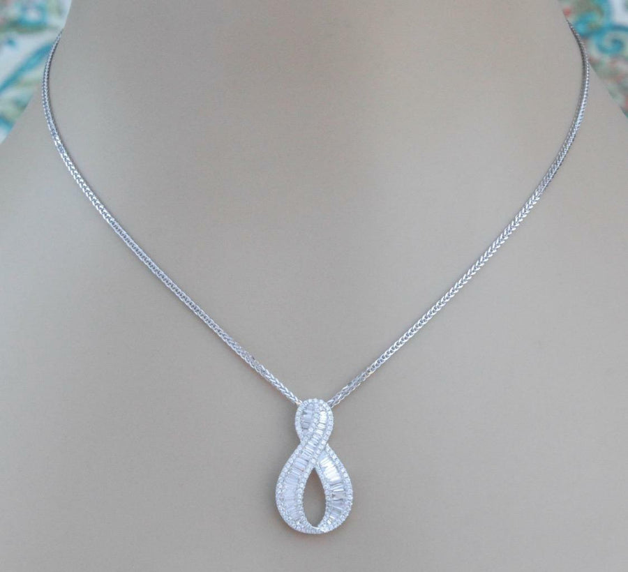 1.23ct Baguette Diamond Slide Pendant 18k White Gold