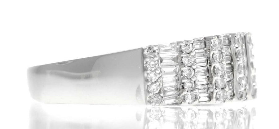 0.87ct Baguette Diamond Anniversary Ring 18k White Gold