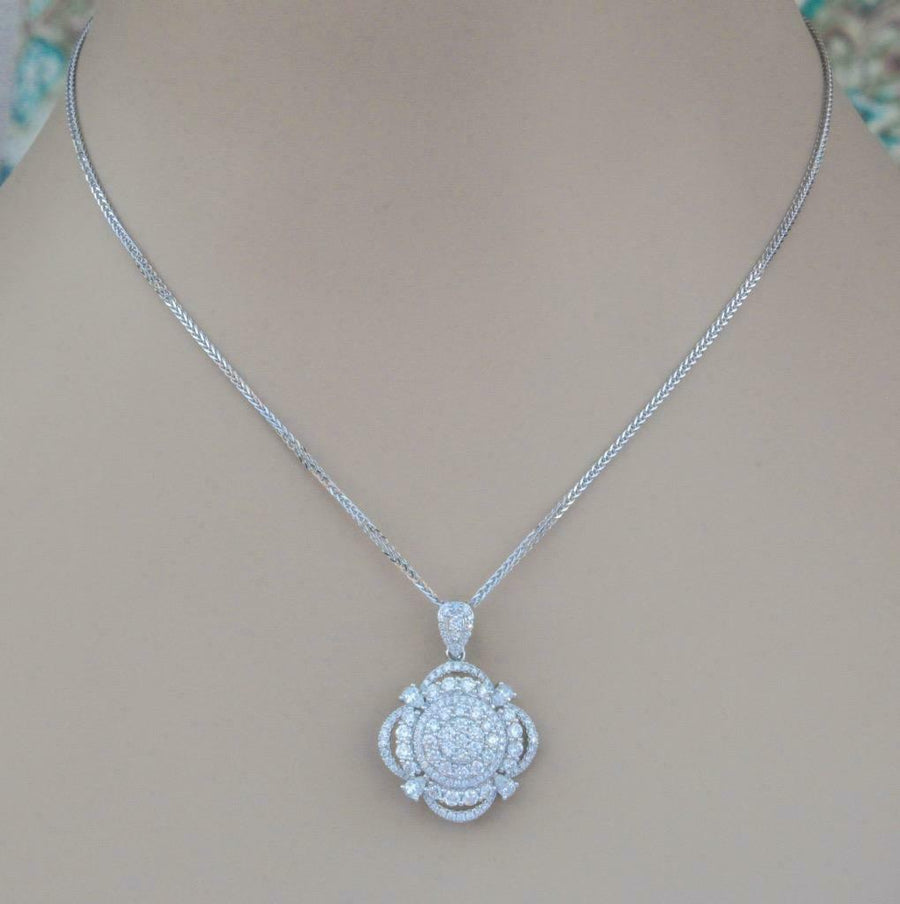 2.50ct Diamond Clip-On Pendant Necklace 18k White Gold