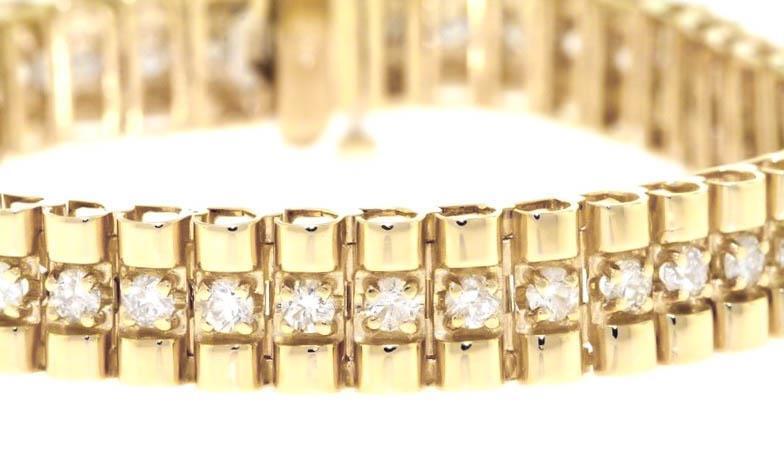 5ct Diamond Rolex Link Bracelet 14k Yellow Gold 8 inch 32gms