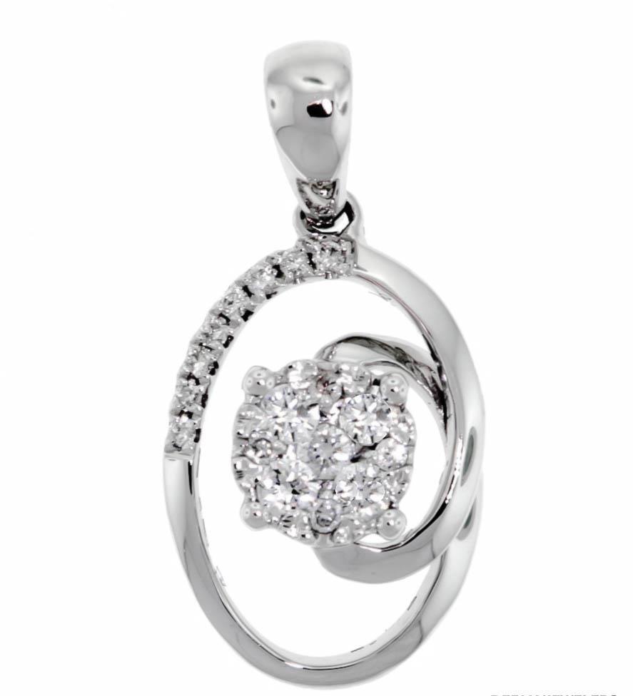 0.21ct Diamond Pendant Necklace 18k White Gold