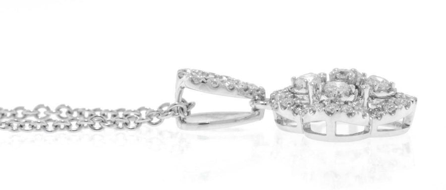 0.50ct Diamond Pendant Necklace 18k White Gold Illusion Set