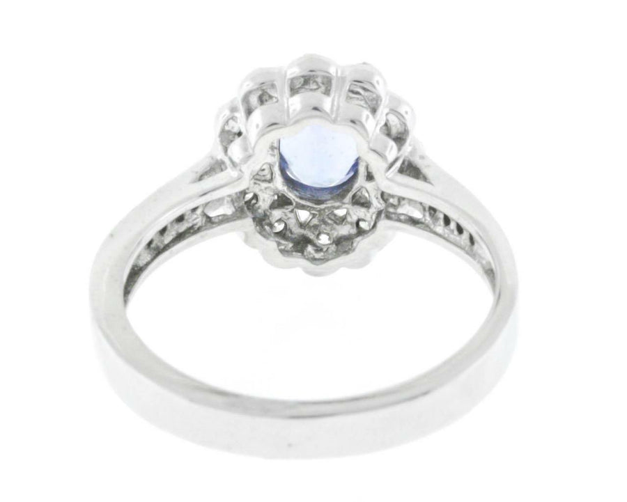 1.16ct Tanzanite and Diamond Ring 14k White Gold