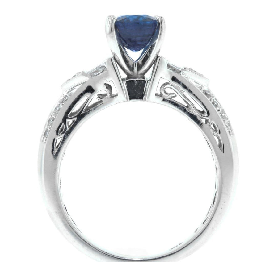 2.30ct Blue Sapphire and Diamond Ring 18k White Gold