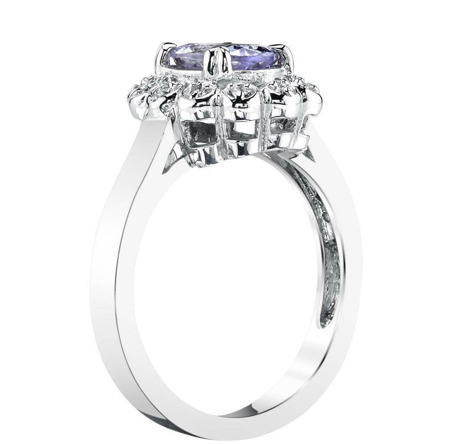 1.16ct Tanzanite and Diamond Ring 14k White Gold