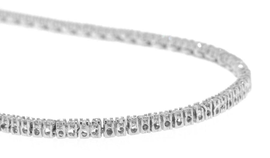 6.37ct Diamond Tennis Necklace Square Link Eternity  14k White Gold
