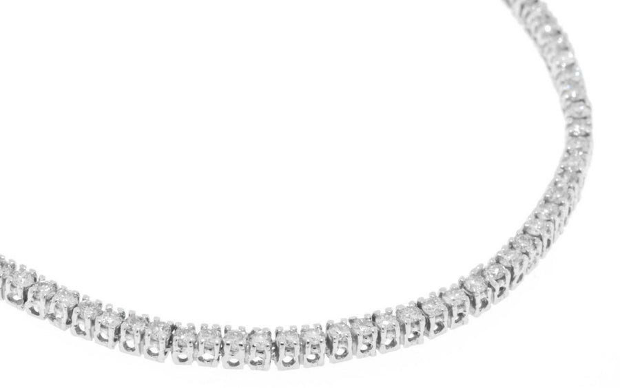 6.37ct Diamond Tennis Necklace Square Link Eternity  14k White Gold