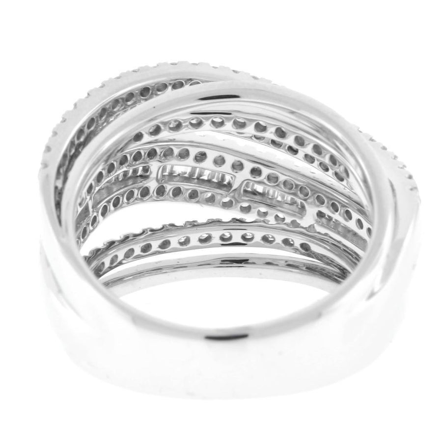 1.41ct Baguette Diamond Crossover Statement Ring 18k White Gold