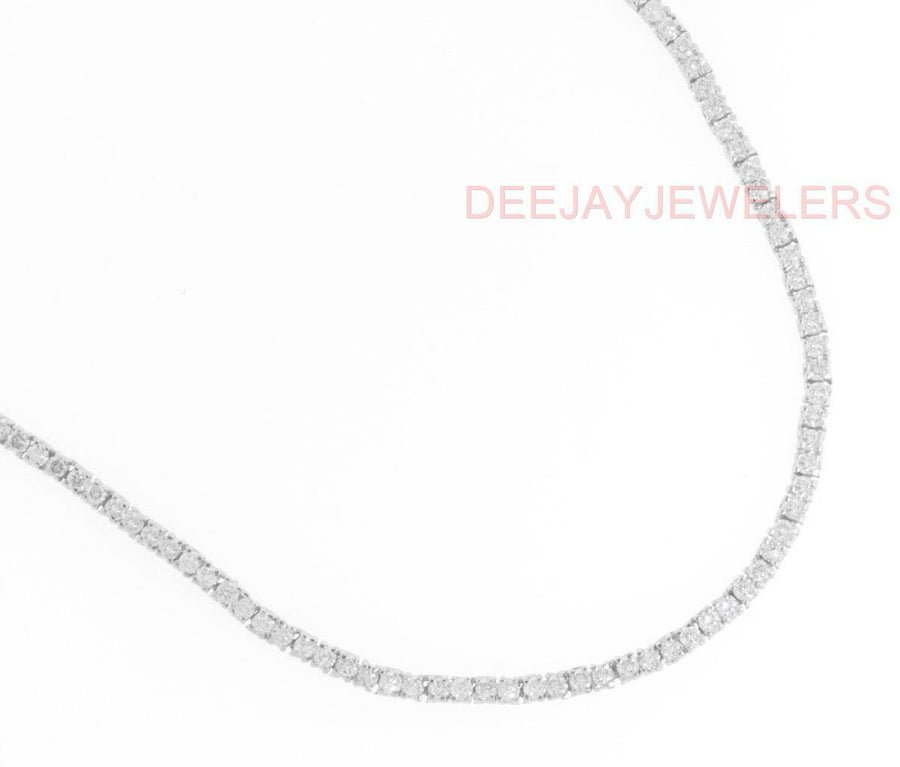 6.37ct Diamond Tennis Necklace Square Link Eternity  14k White Gold