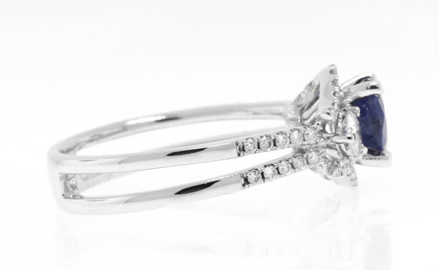 2ct Heart Sapphire and Diamond 3-Stone Ring 18k White Gold