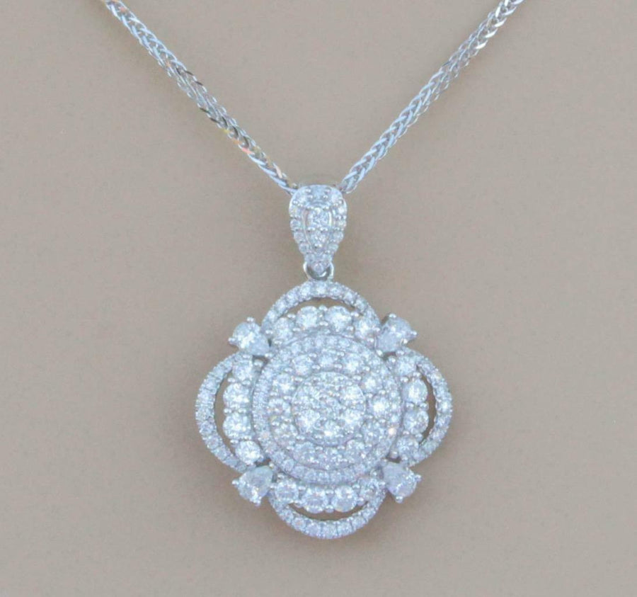 2.50ct Diamond Clip-On Pendant Necklace 18k White Gold