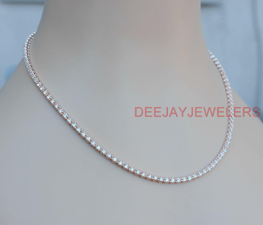 5ct Diamond Eternity Tennis Necklace 14k Rose Gold 18 inch