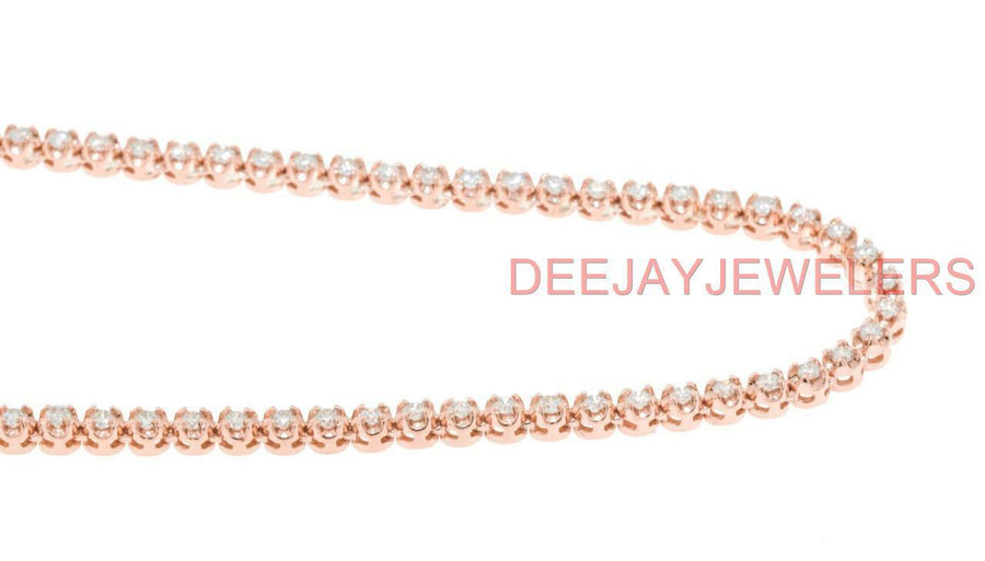 5ct Diamond Eternity Tennis Necklace 14k Rose Gold 18 inch