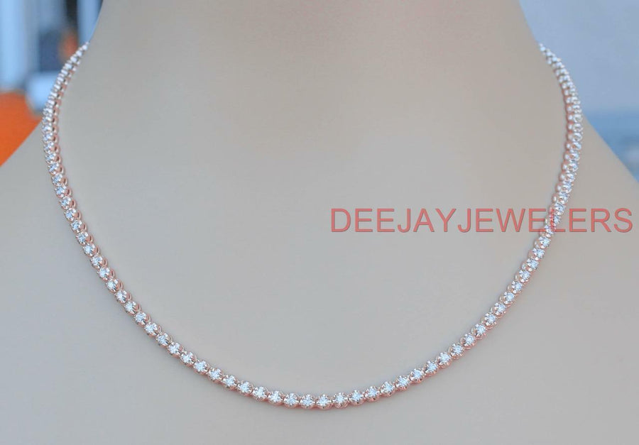 5ct Diamond Eternity Tennis Necklace Rose Gold 16 inch