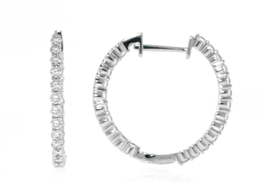0.91ct Diamond Inside Out Hoop Earrings 18k White Gold