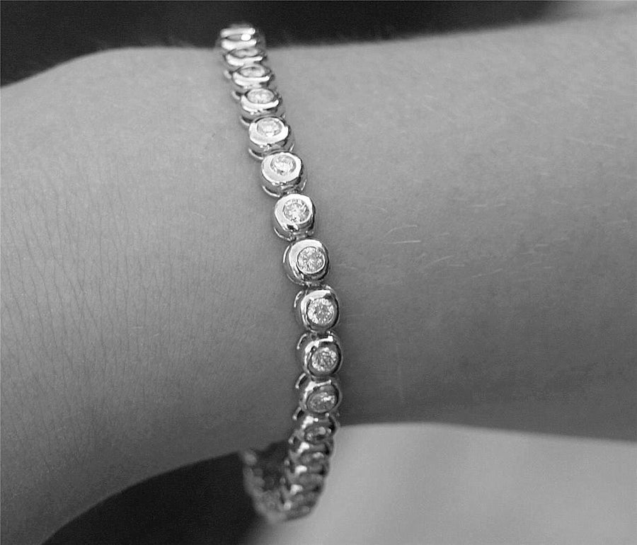 7ct Diamond Tennis Bracelet Bezel 14k White Gold
