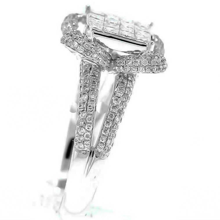 Natural VS1 Diamond Ring 1.77ct Princess Cut 18k White Gold Extra Sparkly