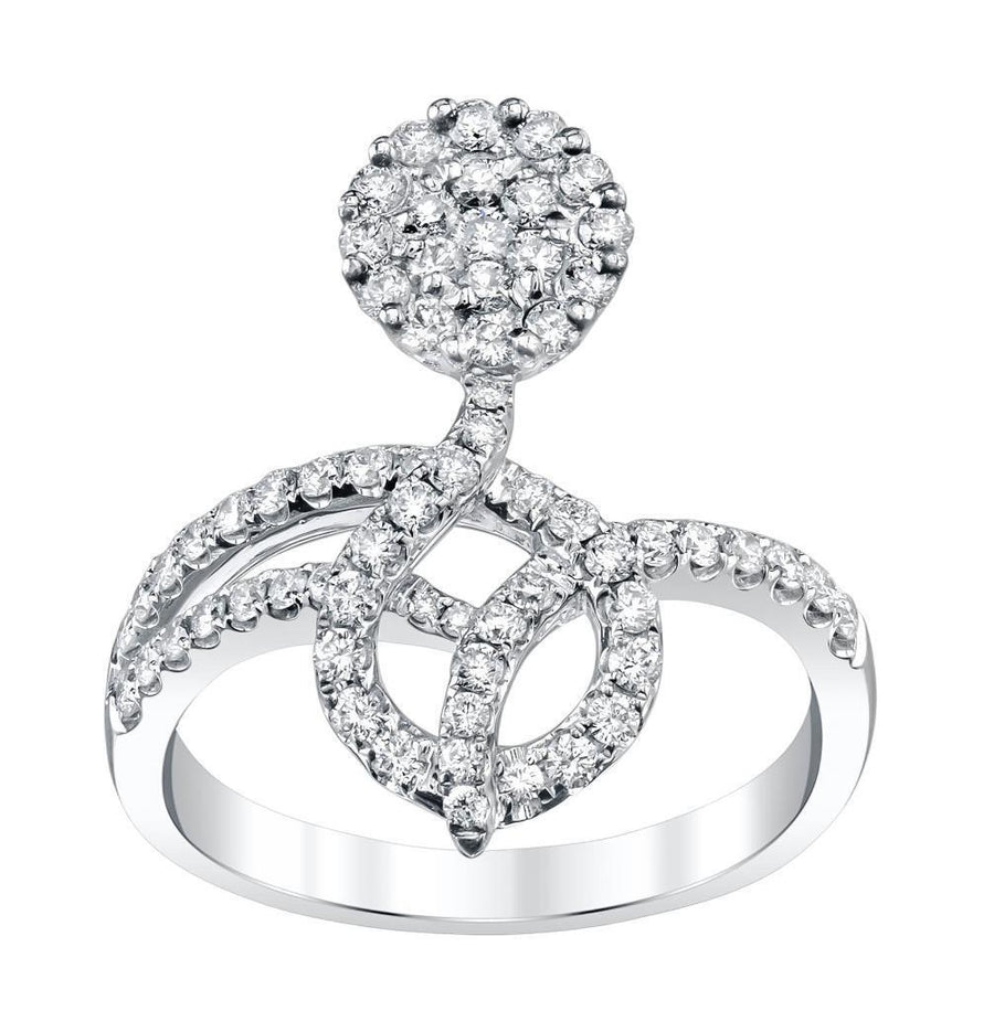 Natural VS1 Diamond Diamond Ring 0.93ct White 18k Gold Band Freeform