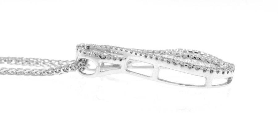 1.23ct Baguette Diamond Slide Pendant 18k White Gold