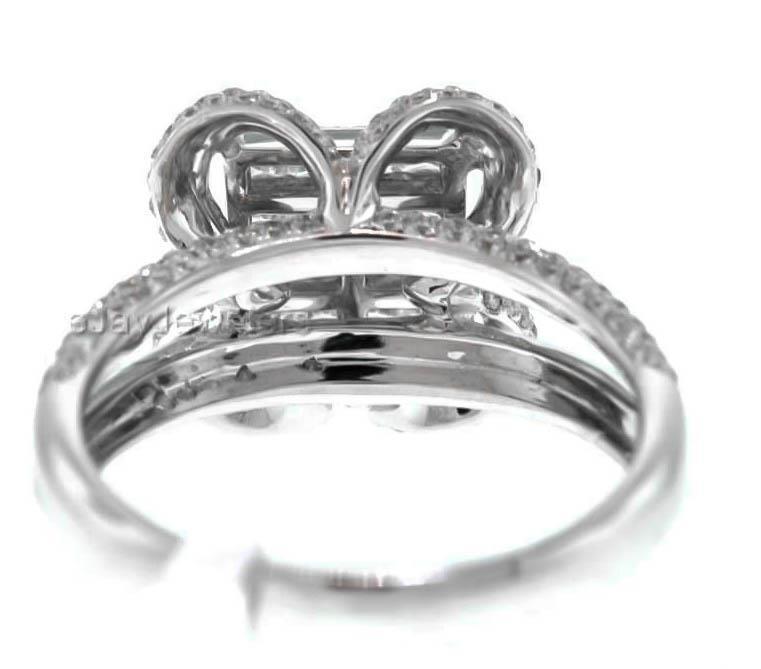 Natural VS1 Diamond Ring 1.77ct Princess Cut 18k White Gold Extra Sparkly