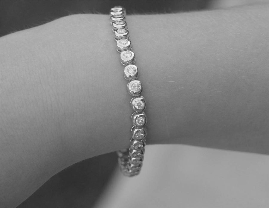 2.50ct Diamond Tennis Bracelet Bezel 14k White Gold