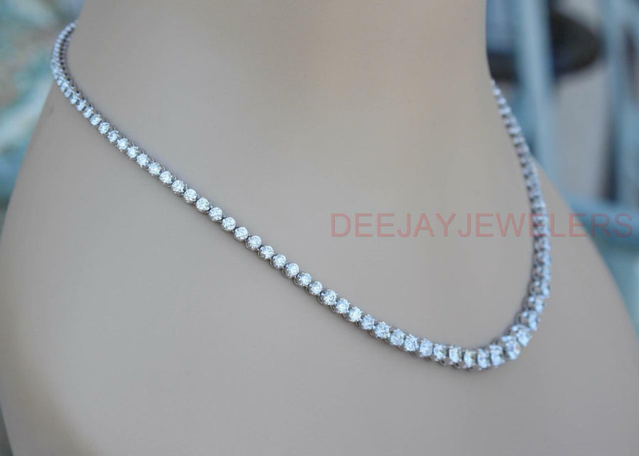 Charlotte Necklace | 14ct Graduated Diamond Tennis Riviera Necklace 14k White Gold