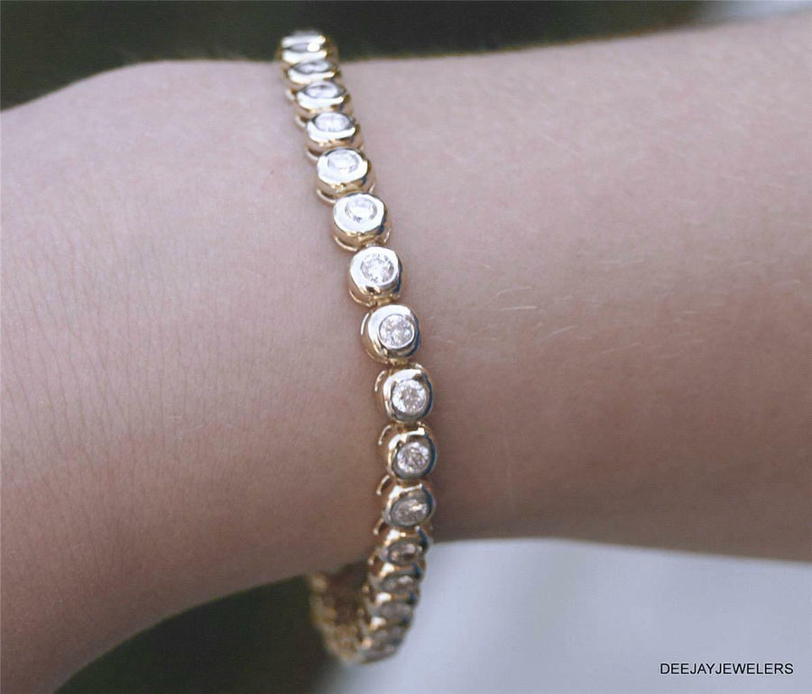 7ct Diamond Bezel Tennis Bracelet 14k Yellow Gold