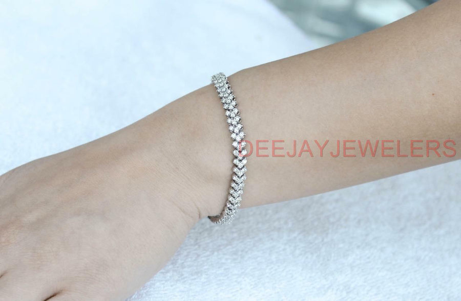 5ct Diamond Chevron Tennis Bracelet 14k White Gold