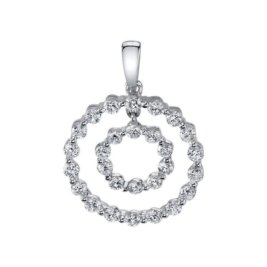 0.79ct Diamond Circles Pendant Necklace 18k White Gold