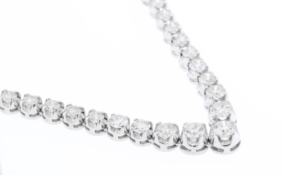 SI Natural 8.68ct Diamond Tennis V Necklace Graduated 14k White Gold V-Shape USA