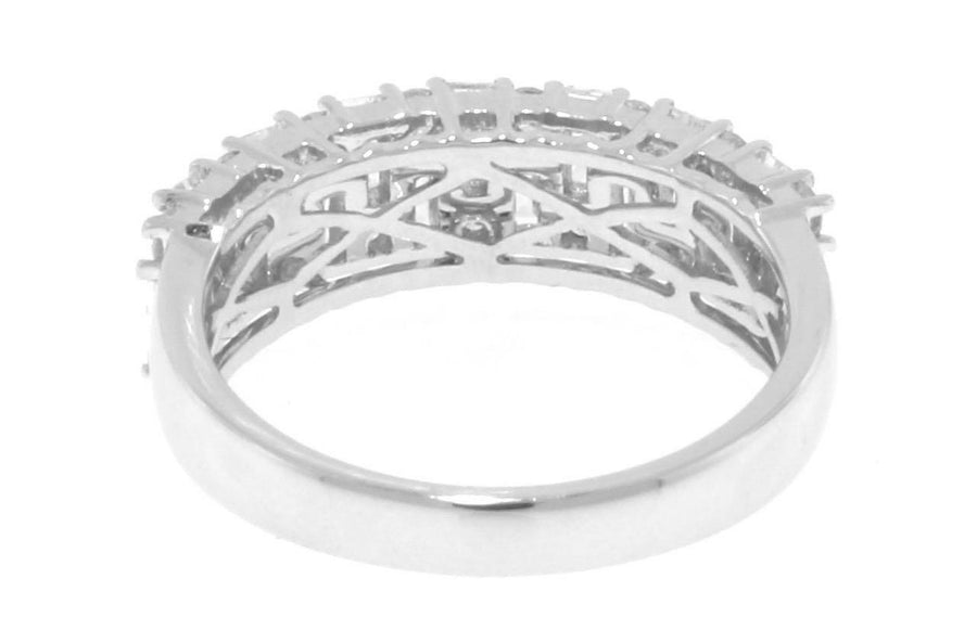 1.11ct Baguette and Round Diamond Ring 18k White Gold Band