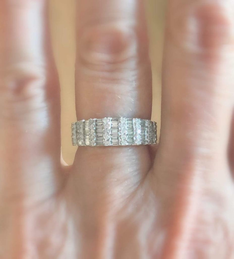 0.87ct Baguette Diamond Anniversary Ring 18k White Gold