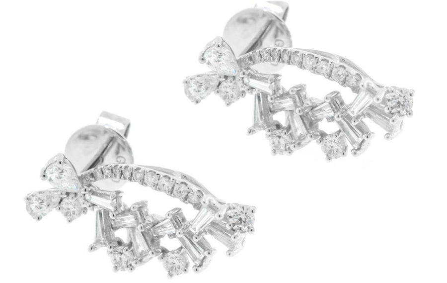 1.08ct Diamond Cascade Drop Earrings 18k White Gold