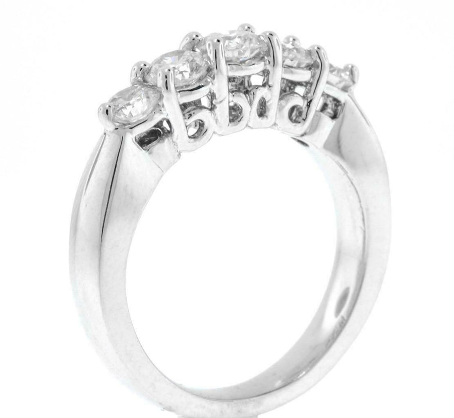 1.55ct Diamond Anniversary 5-Stone Ring 14k White Gold Band
