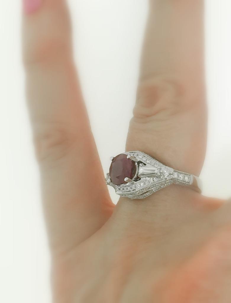 2.38ct Ruby and Diamond Ring 18k White Gold