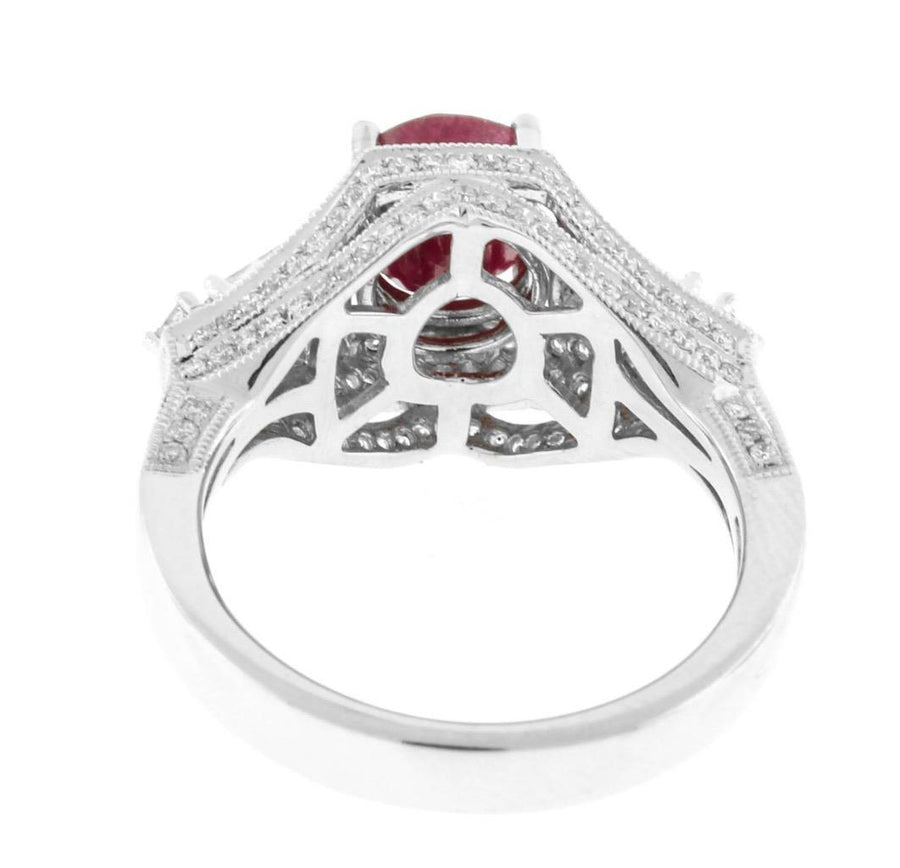 2.38ct Ruby and Diamond Ring 18k White Gold