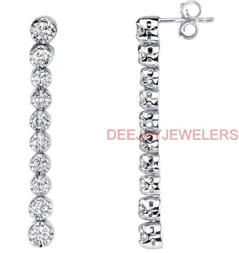 3.60ct Diamond Tennis Dangle Earrings 14k White Gold
