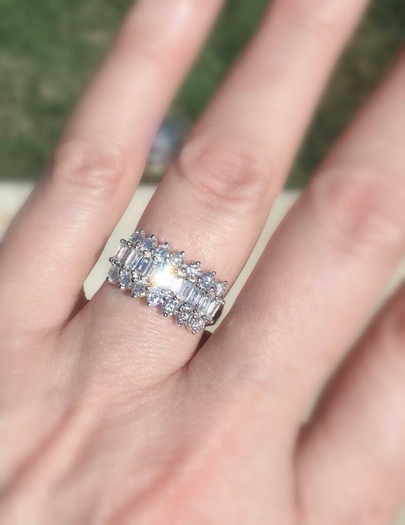 1.47ct Baguette Diamond Ring 18k White Gold Anniversary Band