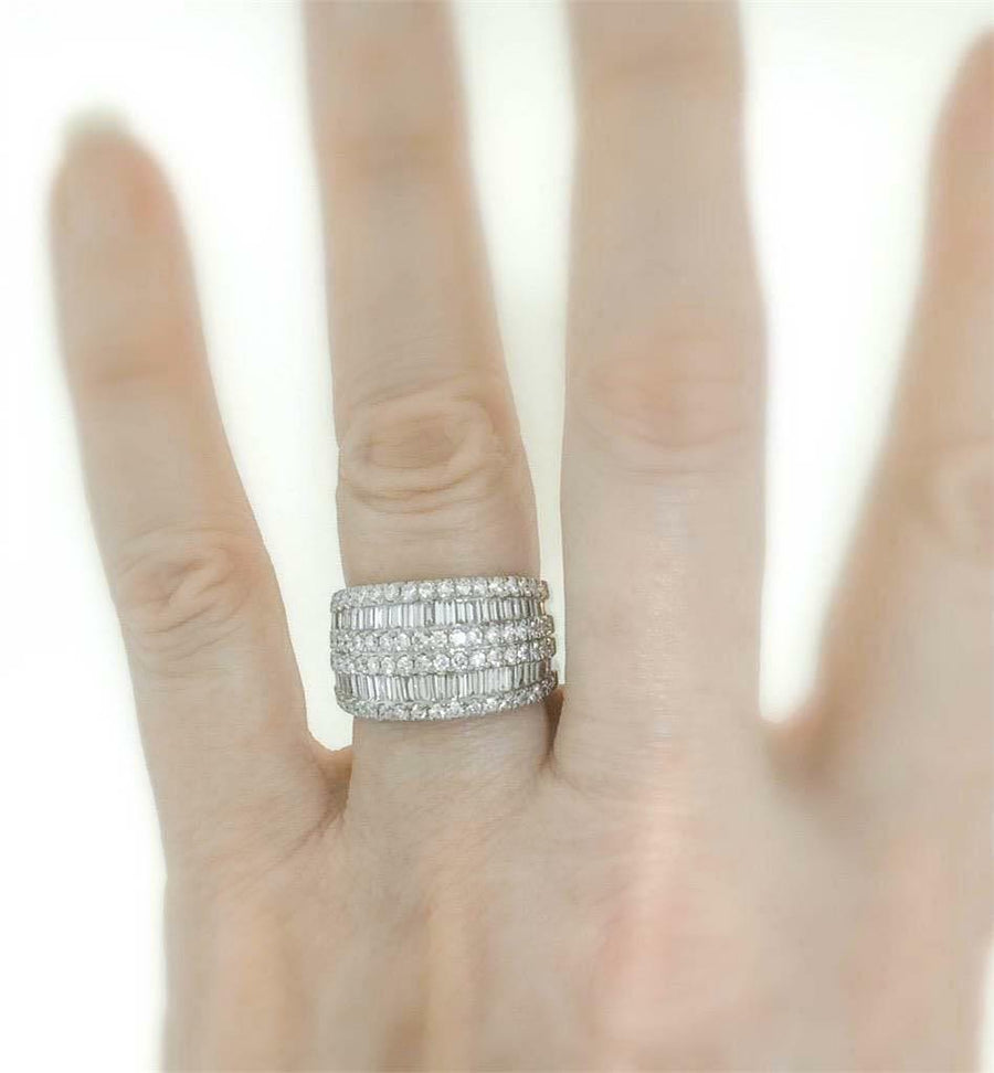 Alexandra Ring | 2.41ct Baguette Diamond Statement Ring 18k White Gold Band