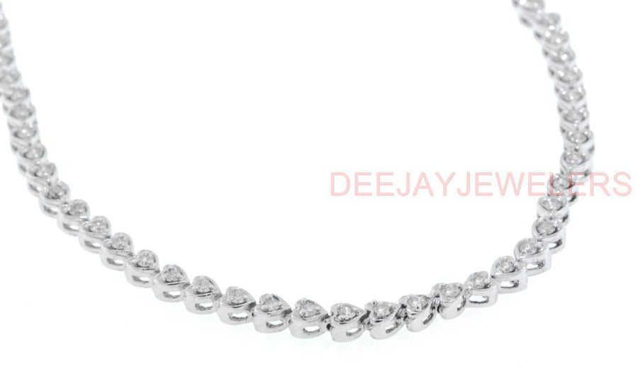 4.00ct Diamond Heart-Link Eternity Tennis Necklace 14k White Gold