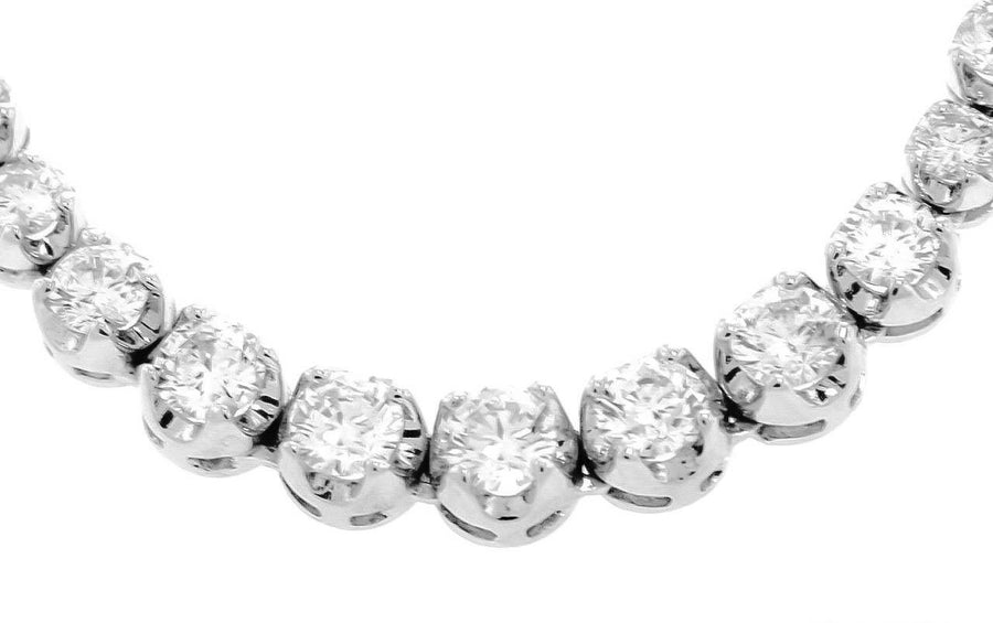 10.15ct Graduated Diamond Tennis Riviera Necklace 14k White Gold