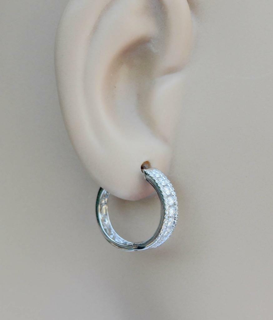 0.82ct Diamond Hoop Earrings 18k White Gold