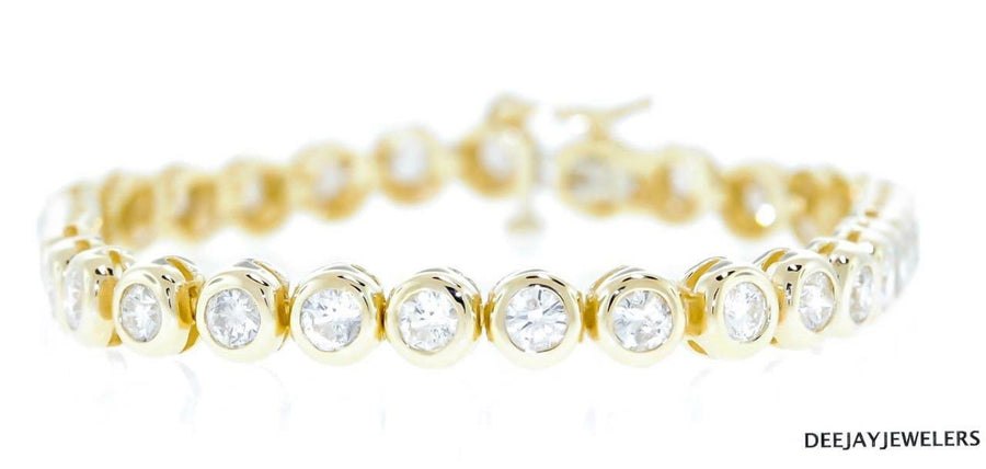 7ct Diamond Bezel Tennis Bracelet 14k Yellow Gold