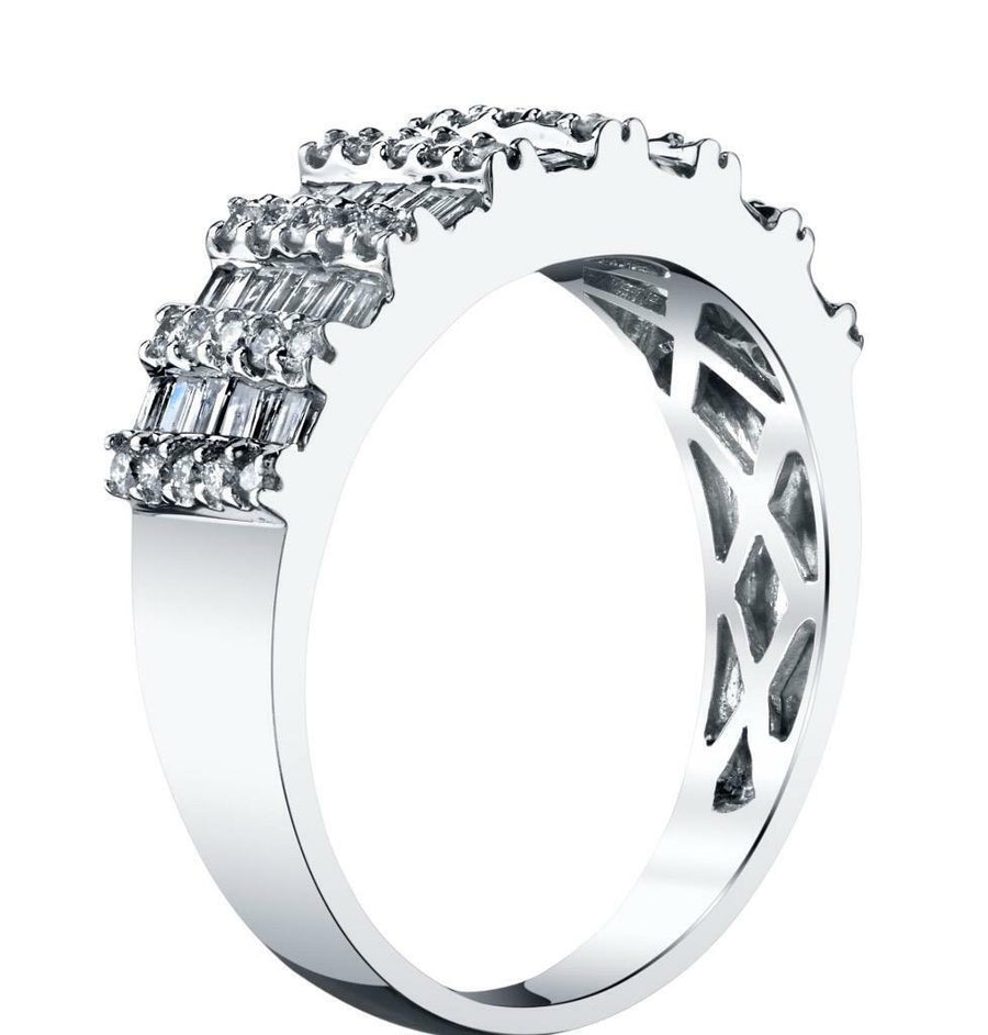 0.87ct Baguette Diamond Anniversary Ring 18k White Gold