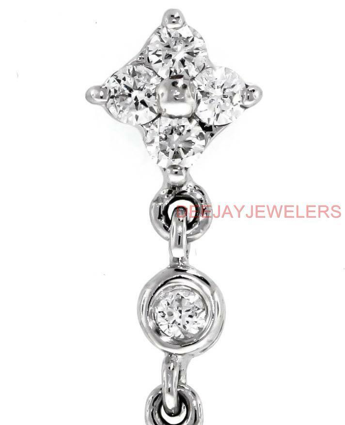 1.10ct Diamond Dangle Earrings 18k White Gold Halo Drops