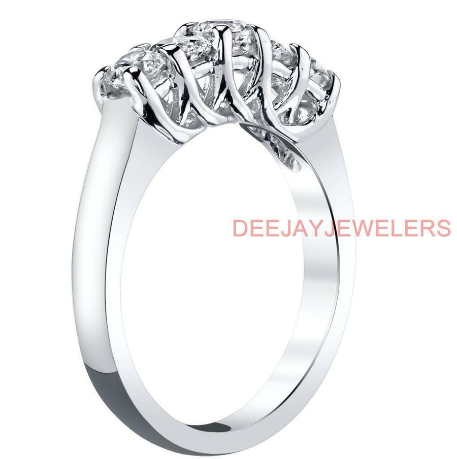 1.01ct Diamond Anniversary Ring 5 Stone Band 14k White Gold